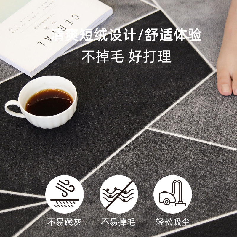 现代简约客厅2022新款沙发茶几毯 银锦地毯