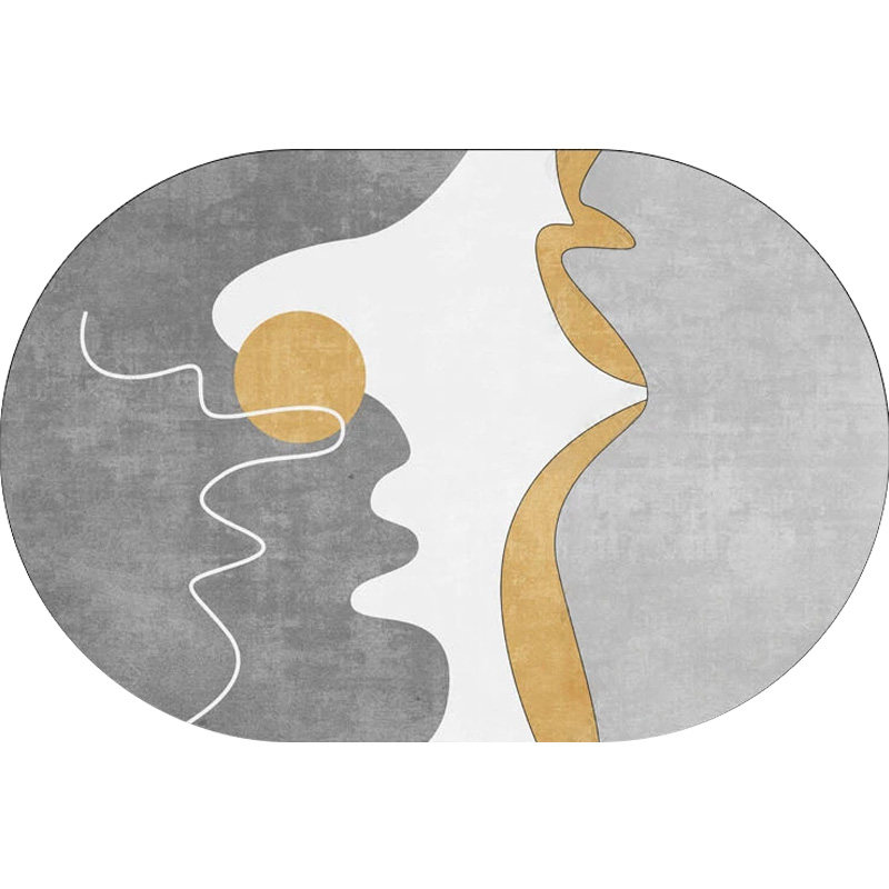 原创ins北欧客厅椭圆家用茶几毯 银锦地毯