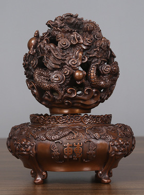 紫铜九转乾坤鼎摆件办公室家居工艺品开业新品