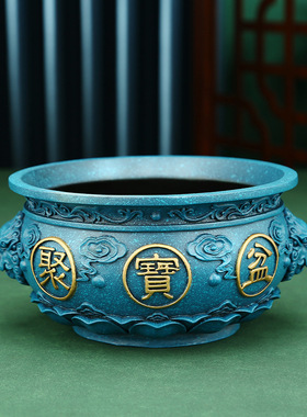 黄铜聚宝盆摆件办公室家居桌面装饰品工艺新品