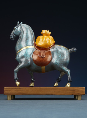 铜天下彩铜《马上有钱》马摆件家居办公室祝福新品装饰品摆设