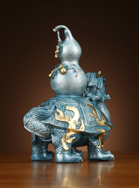 全铜葫芦龙龟彩铜龙龟客厅玄关新中式办公室摆件开业新品摆件