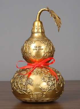 黄铜葫芦摆件现代家居装饰品客厅办公室工艺品摆设开业新品