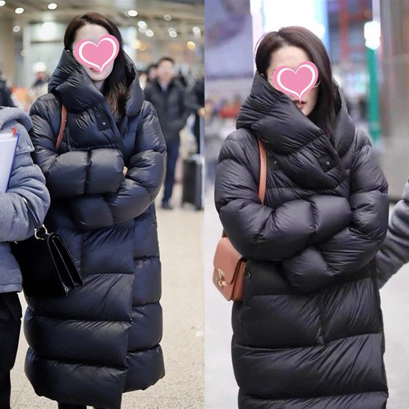 黄圣依李沁明星同款羽绒服女中长版过膝23冬季新加厚大尺码超轻外