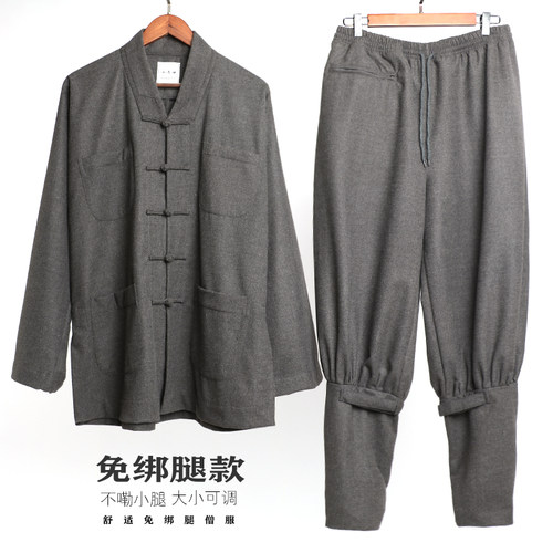 秋冬保暖加厚僧服短褂免绑腿和尚服毛呢小褂比丘尼僧人冬季僧侣装 - 图1