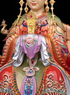 碧霞元君神像铜彩绘东岳摆件