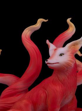 艺术玉石装饰中式小狐狸摆件