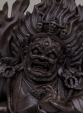 藏传黄铜大黑天财神护法摆件
