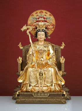 玉帝王母神像铜贴金玉皇大帝王母娘娘佛像家用供奉西王母客厅摆件