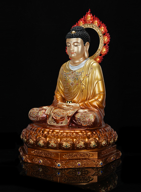 黄铜掐丝珐琅镶宝佛像家用供奉