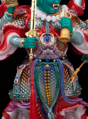 殷元帅神像汉白玉石粉摆件