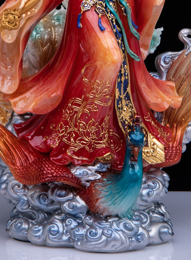 九天玄女娘娘神像踏凤家用供奉汉白玉祝福摆件玄关九天圣母天尊