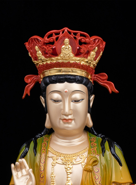 黄铜文殊普贤佛像供奉摆件