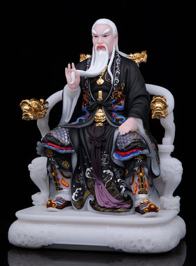 汉白玉胡天龙神像中式摆件