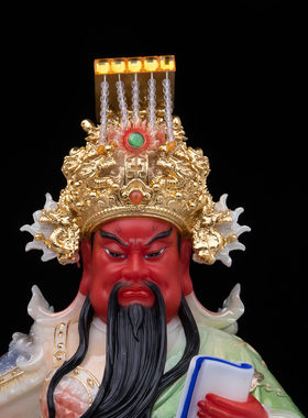 坐龙椅马来文武关公摆件玉石粉