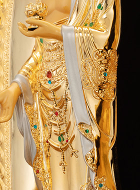 西方三圣佛像摆件台湾黄铜