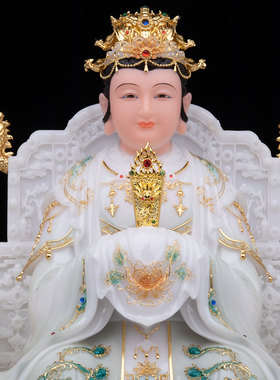 汉白玉三霄娘娘神像摆件