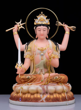 五方文殊菩萨佛像摆件汉白玉