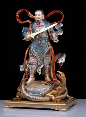 纯铜锦雕真武大帝玄天上帝北帝武当山玄武祖师神像家用轻奢铜摆件