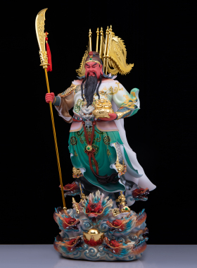 立刀九龙武财神关公神像家用供奉店铺插旗招财关羽二爷像武圣摆件