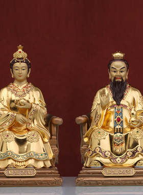 康盛铜中式客厅胡三太爷太奶神像