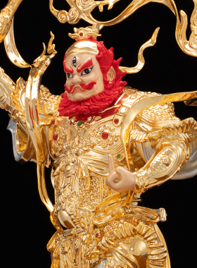 王灵官神像台湾铜贴金热着色王天君佛像火神三眼灵官祝灵官爷摆件