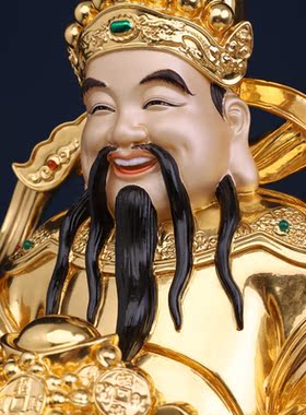 铜中式办公室客厅聚宝盆财神神像