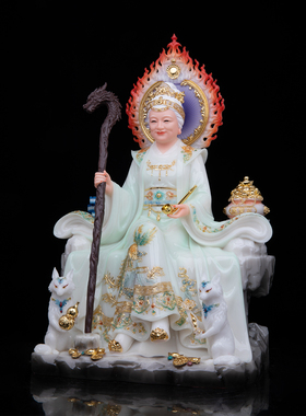 坐山黑老太太神像汉白玉家用供奉双狐铁刹山黑妈妈像黑奶奶佛像