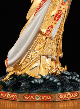 黄铜鎏金祝福家用站妈祖娘娘摆件