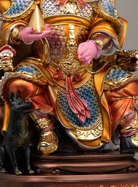 二郎神杨戬神像家用供奉树脂金缕彩坐灌口二郎真君佛像祝福摆件