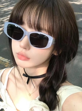 2024新款复古多巴胺蓝色墨镜偏光防紫外线小红书网红同款太阳眼镜