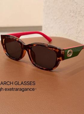 2025年新款显脸小墨镜时尚百搭拼色高级感个性椭圆大框太阳眼镜女