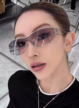 2025新款欧美中古墨镜Bella明星同款Y2K千禧辣妹风时尚金属太阳镜