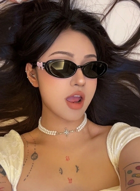 2024新款Jennie珍妮同款gm墨镜女粉色椭圆形猫眼肯豆风防晒太阳镜