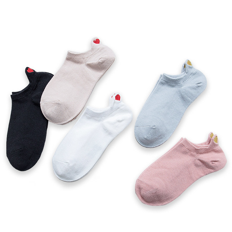 夏季浅口韩版纯棉爱心低帮ins船袜 茜格米短袜/打底袜/丝袜/美腿袜