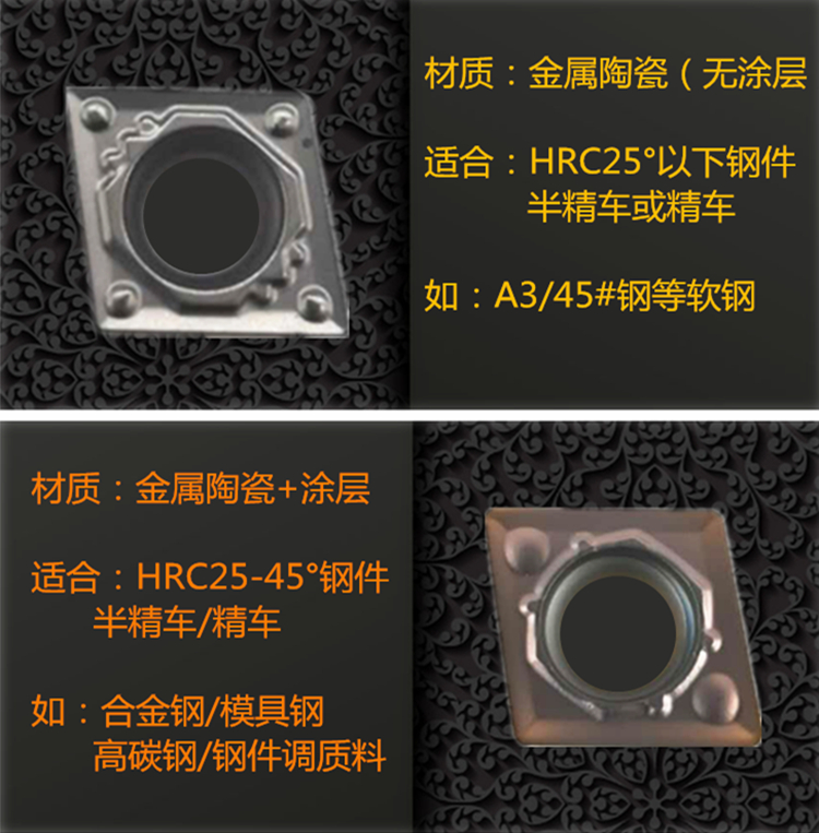 菱形镗孔刀片数控陶瓷内孔精车合金刀粒头CCGTMT/060204/09T30408 - 图2