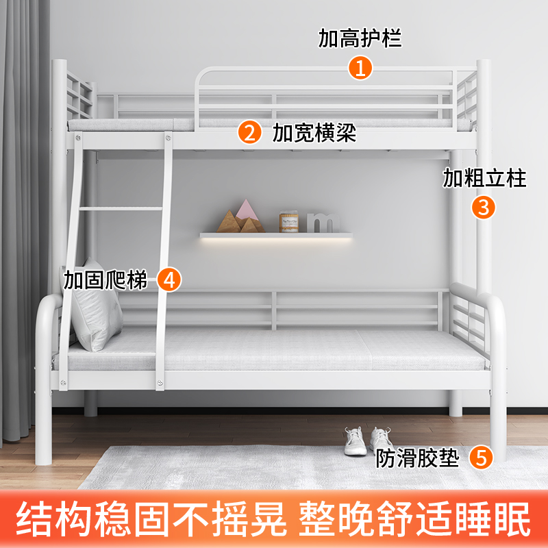 上下铺铁架床双层铁艺床上下床宿舍高低子母床家用加厚加固小户型-图1