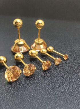 医用钛钢轻奢锆石女防过敏耳骨钉