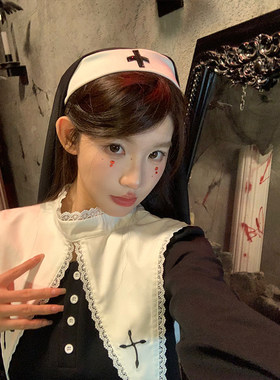 原创万圣节修女头巾暗黑