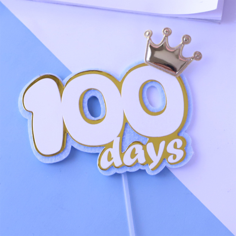 5支蛋糕装饰烘焙插件毛毡宝宝儿童百天100days一周岁生日插卡 - 图1