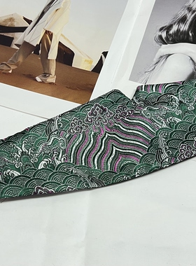 新中式国风腰封复古多巴胺绿金江崖纹提花松紧腰带古风汉服配饰女