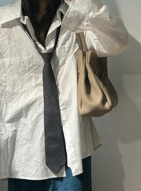 鬼鬼家正品韩代东大门 帅气学院风拉链款领带衬衫装饰懒人免打结