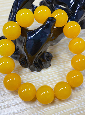 【明星同款】天然珠宝卡14mm正品宝石级蜜蜡色玉石手串单圈男女款