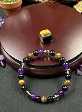 temu希音TK跨境爆款手链虎眼石茶水晶紫水晶黑曜时尚手链现货批发