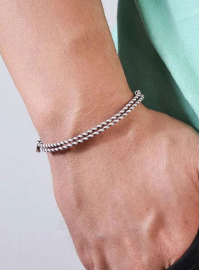 跨境新款简约平安扣四股彩色手绳文玩线手链手工编织红绳手链