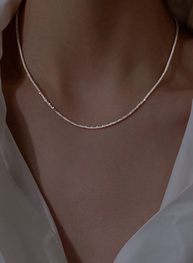 韩国轻奢波光粼粼超闪项链女2025年新款潮桃心爱心吊坠锁骨链颈链