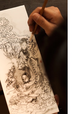 麻姑献寿 工笔手绘神女 瓷板画 画瓷的武才人