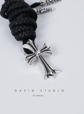 纯银做旧牛皮暗黑系饰品皮绳