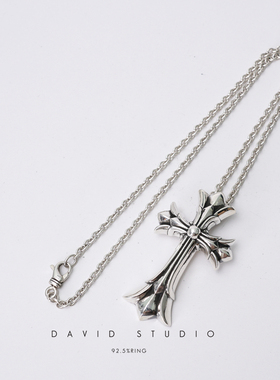双层十字架项链机车吊坠