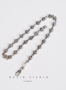 手链davids925十字架圆珠做旧